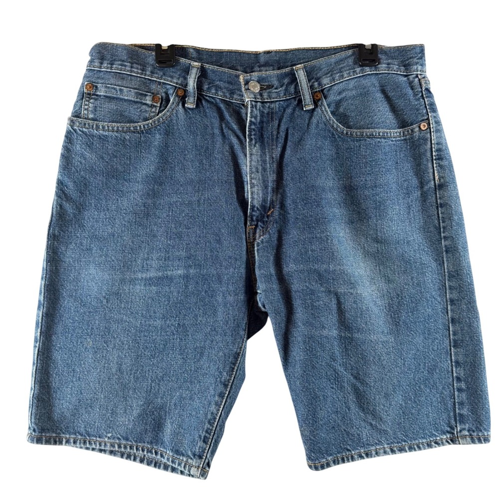 Levi 505 Denim Shorts 36 Blue Regular Fit Mens Medium Wash Jorts 34505-2114